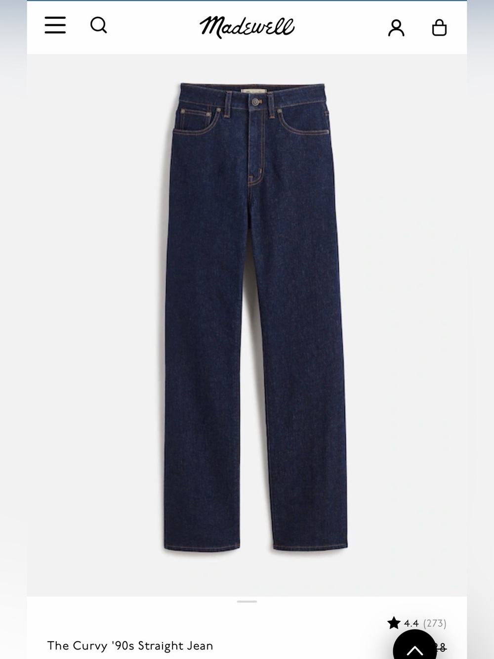Madewell Women's Dark Indigo Curvy 90s straight  Jeans size 27 NEW